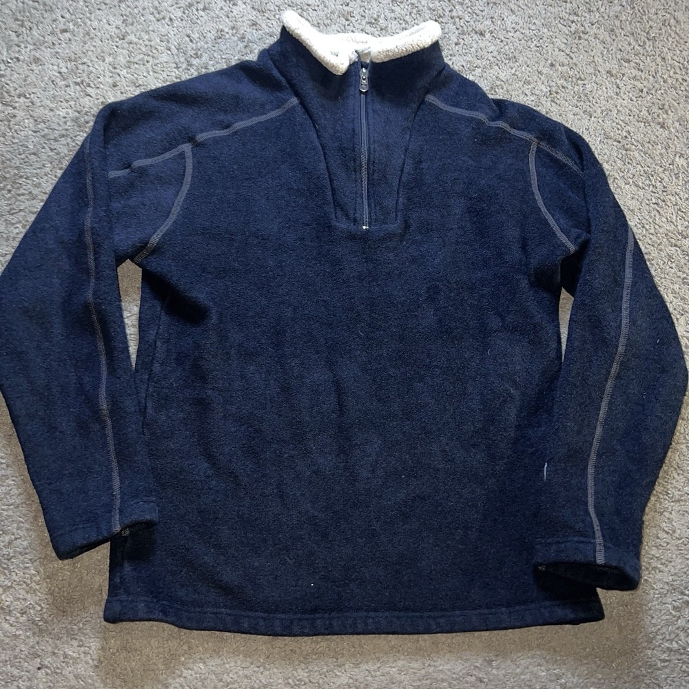 Kuhl Sweater Boys Large Navy Blue Europa 1/4 Zip Fleece Pullover Mock Jacket